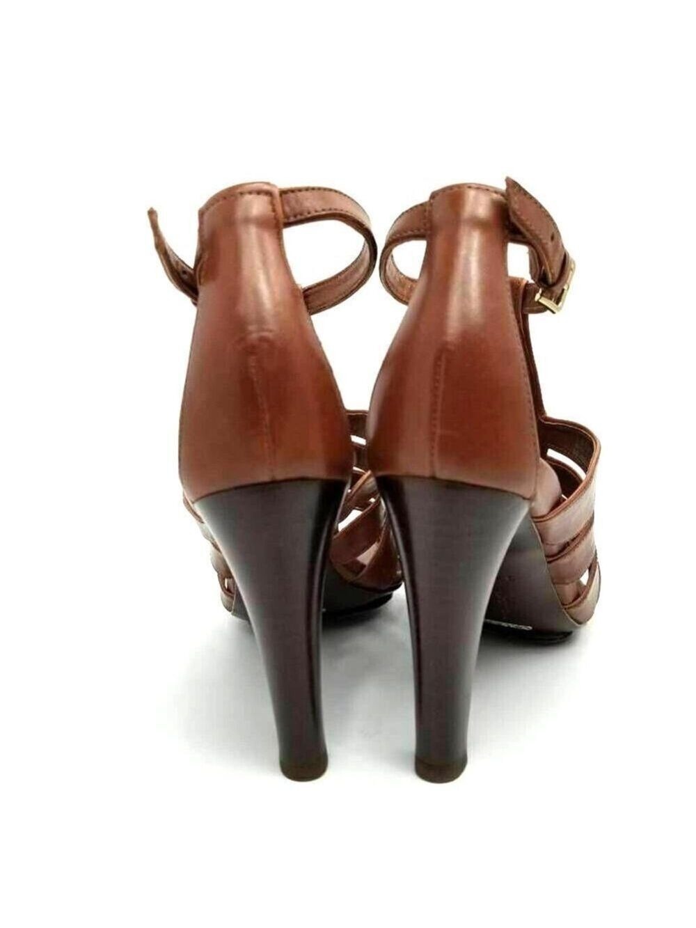 Cole Haan Gladiator Brown Leather Ankle Block Heels Sandals Shoes Size 9.5 B - Picture 4 of 12